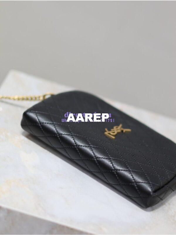 Replica YSL Saint Laurent Gaby Chain Pouch In Quilted Lambskin 7336671 Black 7