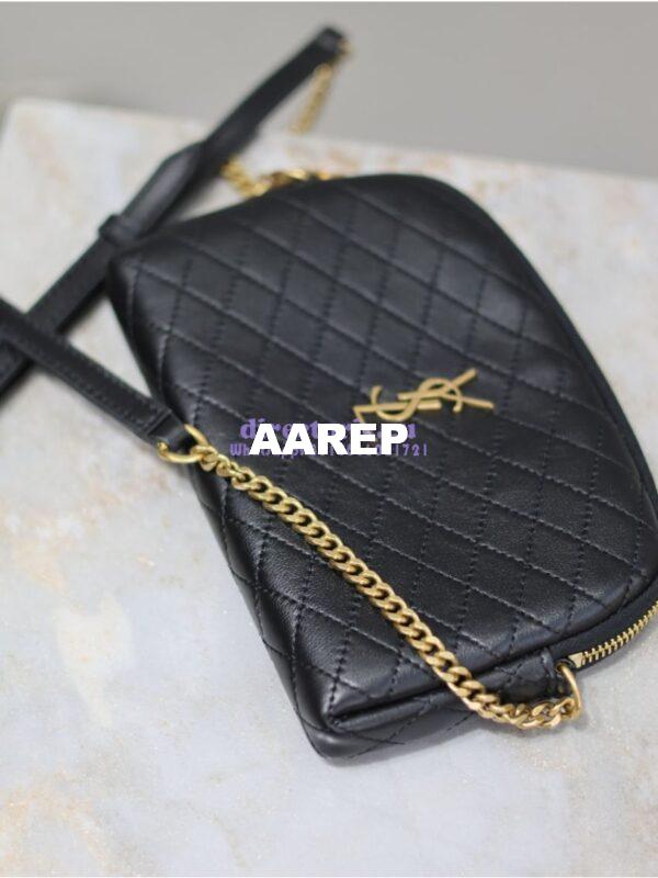Replica YSL Saint Laurent Gaby Chain Pouch In Quilted Lambskin 7336671 Black 9