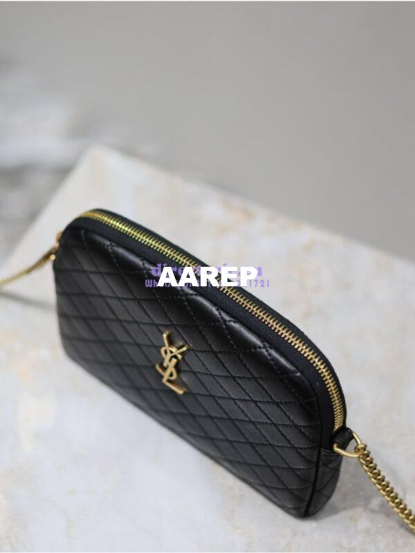 Replica YSL Saint Laurent Gaby Chain Pouch In Quilted Lambskin 7336671 Black 10