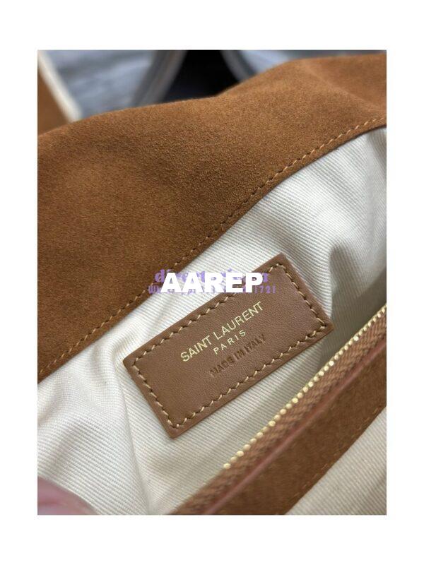 Replica YSL Saint Laurent Jamie Giant Chain Bag "Carré Rive Gauche" In Suede And Shearling Patchwork 712316 Natural Beige And Dark Cigar 14