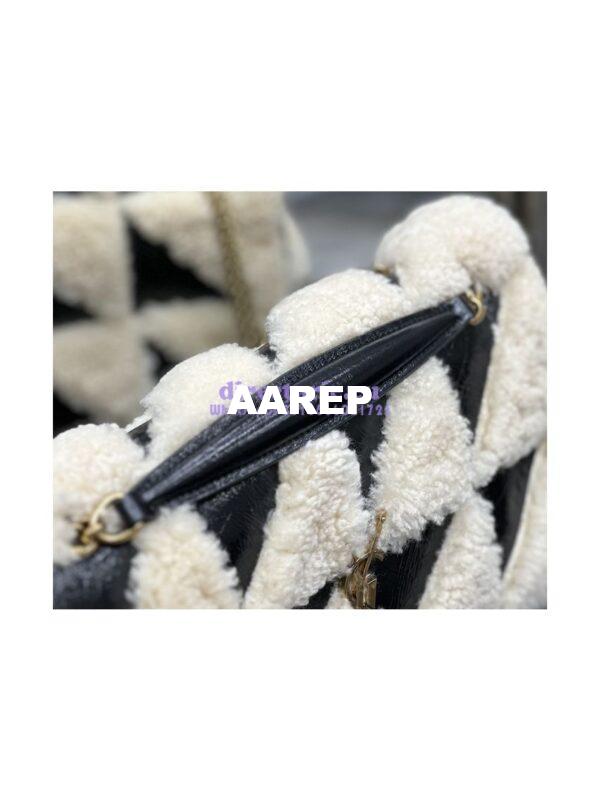 Replica YSL Saint Laurent Jamie Medium Chain Bag "Carré Rive Gauche" In Suede And Shearling Patchwork 515821 Natural Beige And Noir 10