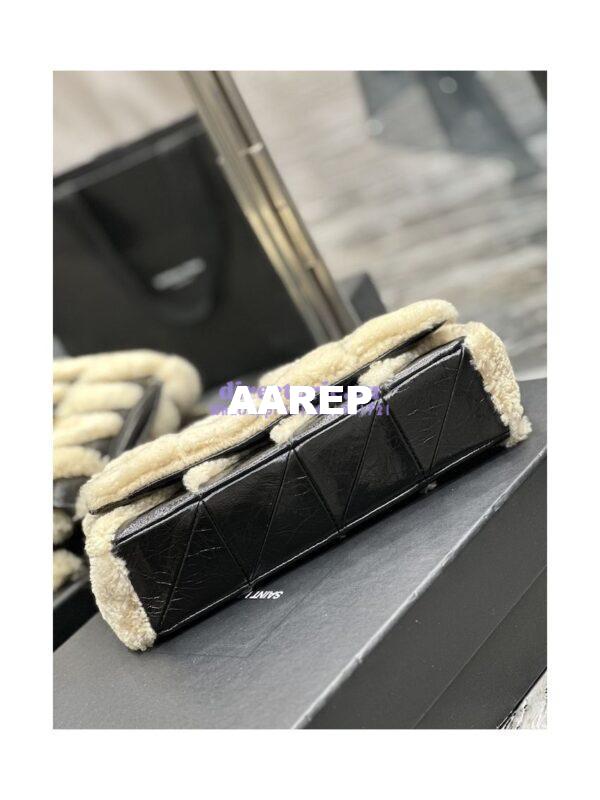 Replica YSL Saint Laurent Jamie Medium Chain Bag "Carré Rive Gauche" In Suede And Shearling Patchwork 515821 Natural Beige And Noir 14