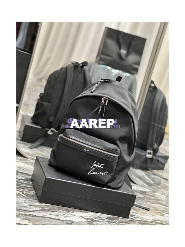 Replica YSL Saint Laurent Embroidered City Backpack In Canvas 534968 4