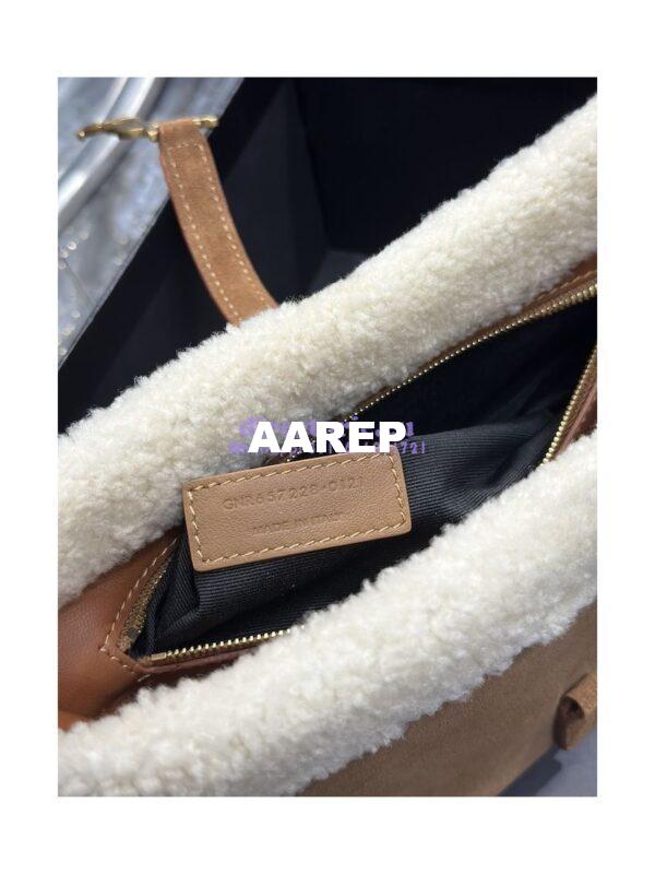 Replica YSL  Saint Laurent Le 5 À 7 Hobo Bag In Suede And Shearling Dark Cigar And Natural Beige 657228 12