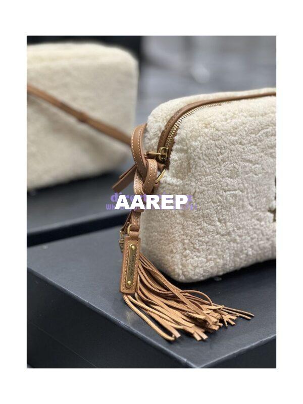 Replica YSL Saint Laurent Lou Camera Bag In Merino Shearling 612544 Natural 4