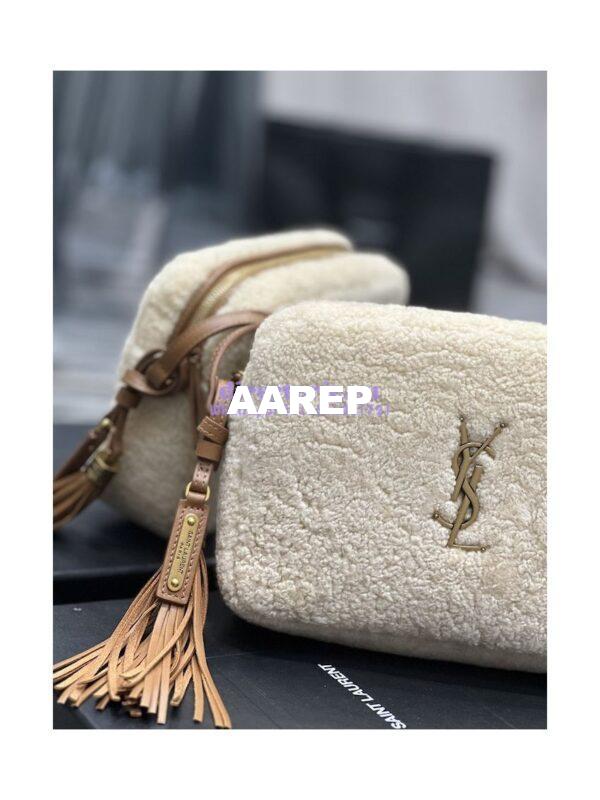 Replica YSL Saint Laurent Lou Camera Bag In Merino Shearling 612544 Natural 5
