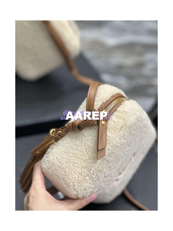 Replica YSL Saint Laurent Lou Camera Bag In Merino Shearling 612544 Natural 7