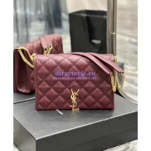 Replica YSL Saint Laurent Becky Mini Chain Bag In Carré-Quilted Lambskin 6292461 Burgundy 2