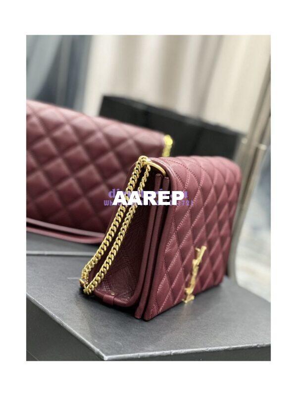 Replica YSL Saint Laurent Becky Mini Chain Bag In Carré-Quilted Lambskin 6292461 Burgundy 6