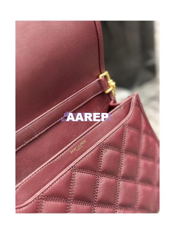 Replica YSL Saint Laurent Becky Mini Chain Bag In Carré-Quilted Lambskin 6292461 Burgundy 8