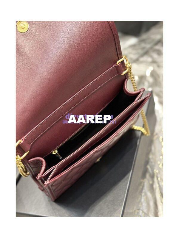 Replica YSL Saint Laurent Becky Mini Chain Bag In Carré-Quilted Lambskin 6292461 Burgundy 9