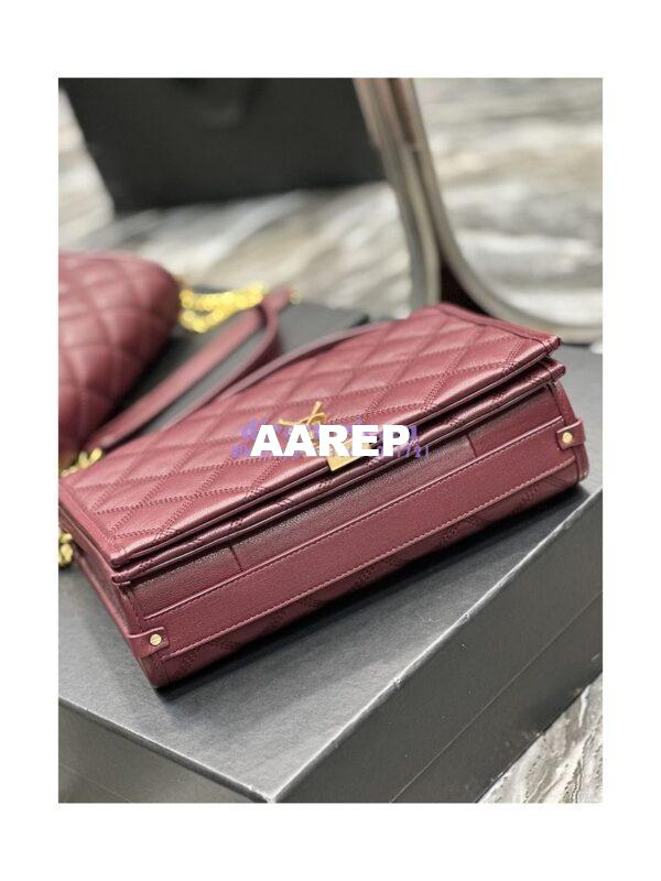 Replica YSL Saint Laurent Becky Mini Chain Bag In Carré-Quilted Lambskin 6292461 Burgundy 12