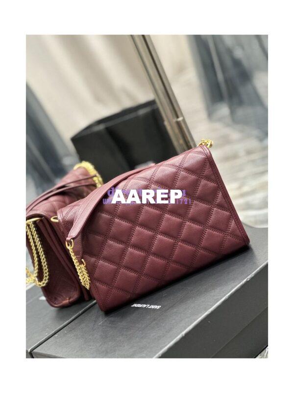 Replica YSL Saint Laurent Becky Mini Chain Bag In Carré-Quilted Lambskin 6292461 Burgundy 13