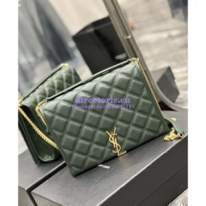 Replica YSL Saint Laurent Becky Mini Chain Bag In Carré-Quilted Lambskin 6292461 Green 2