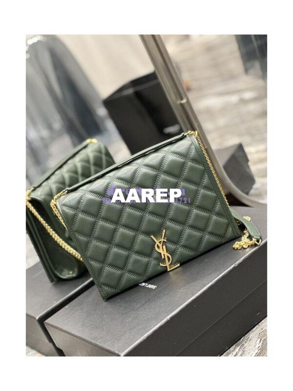 Replica YSL Saint Laurent Becky Mini Chain Bag In Carré-Quilted Lambskin 6292461 Green 4