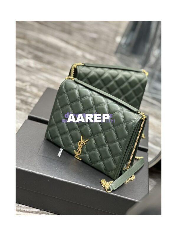 Replica YSL Saint Laurent Becky Mini Chain Bag In Carré-Quilted Lambskin 6292461 Green 5