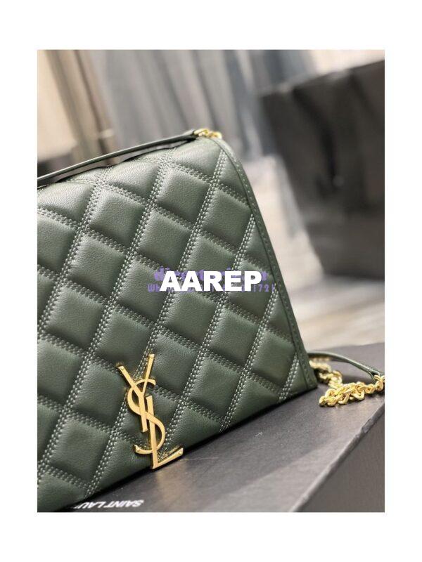 Replica YSL Saint Laurent Becky Mini Chain Bag In Carré-Quilted Lambskin 6292461 Green 7