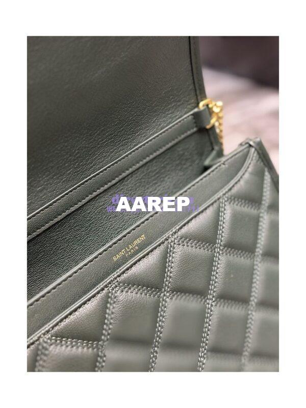 Replica YSL Saint Laurent Becky Mini Chain Bag In Carré-Quilted Lambskin 6292461 Green 11