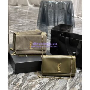 Replica YSL Saint Laurent Kate Medium Reversible In Suede And Smooth Leather 553804 Khaki