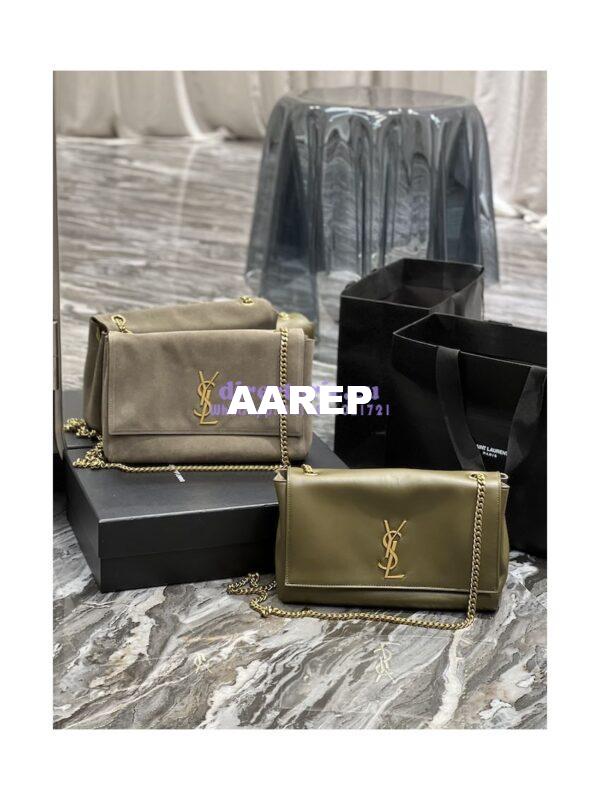 Replica YSL Saint Laurent Kate Medium Reversible In Suede And Smooth Leather 553804 Khaki