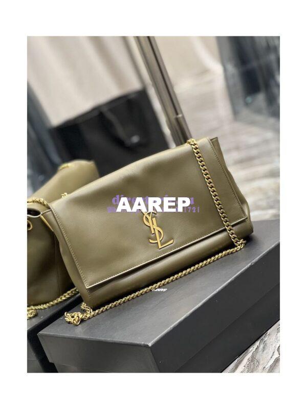 Replica YSL Saint Laurent Kate Medium Reversible In Suede And Smooth Leather 553804 Khaki 4