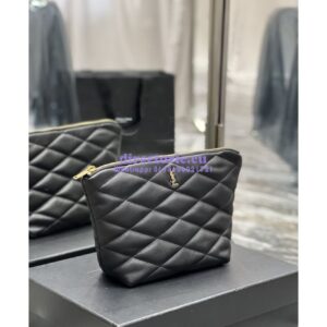 Replica YSL Saint Laurent Sade Pouch In Quilted Lambskin 6967791 Black 2