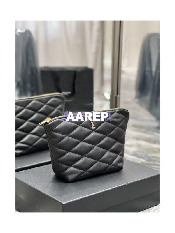 Replica YSL Saint Laurent Sade Pouch In Quilted Lambskin 6967791 Black 4