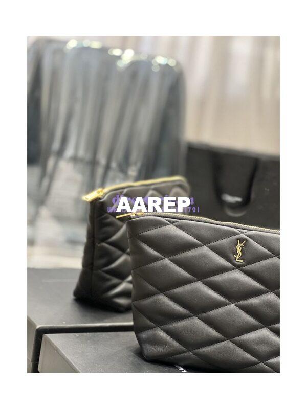 Replica YSL Saint Laurent Sade Pouch In Quilted Lambskin 6967791 Black 5
