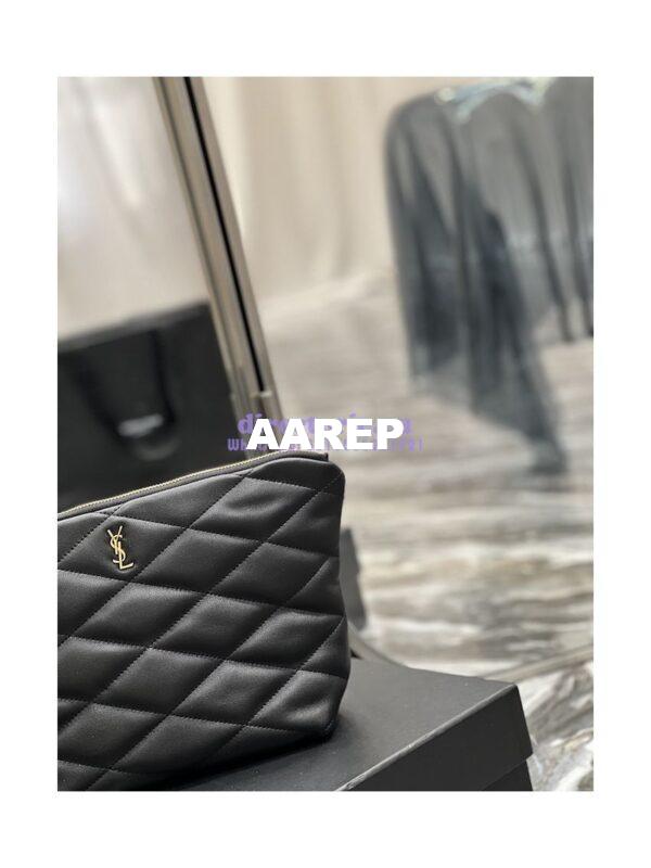 Replica YSL Saint Laurent Sade Pouch In Quilted Lambskin 6967791 Black 6