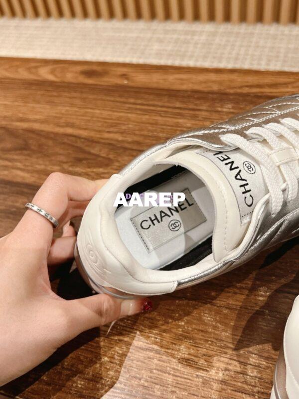 Replica Chanel SS25 Shiny Calfskin, Calfskin & Suede Calfskin Trainers G45839 Silver 10