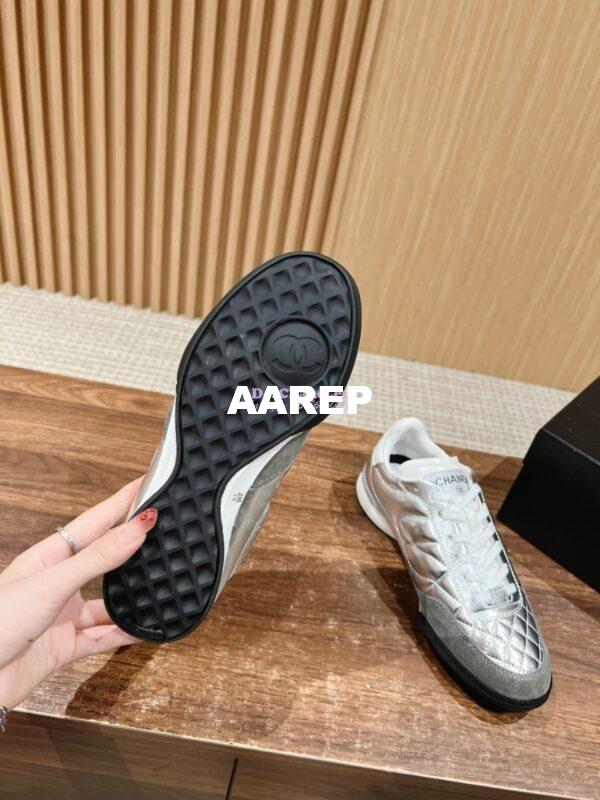 Replica Chanel SS25 Shiny Calfskin, Calfskin & Suede Calfskin Trainers G45839 Silver 11