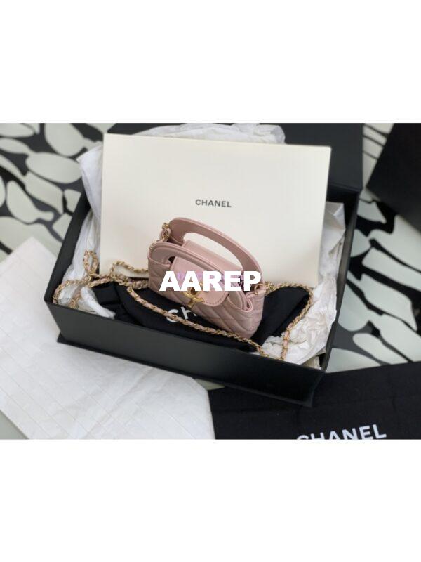 Replica Chanel Clutch with Chain Shiny Agen Calfskin AP3435 Pink 4