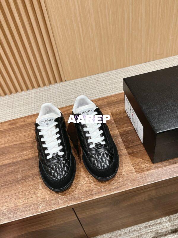 Replica Chanel SS25 Shiny Calfskin, Calfskin & Suede Calfskin Trainers G45839 Black 2