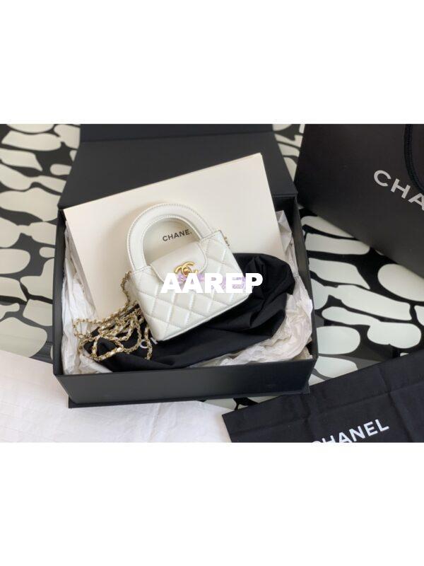 Replica Chanel Clutch with Chain Shiny Agen Calfskin AP3435 White 2