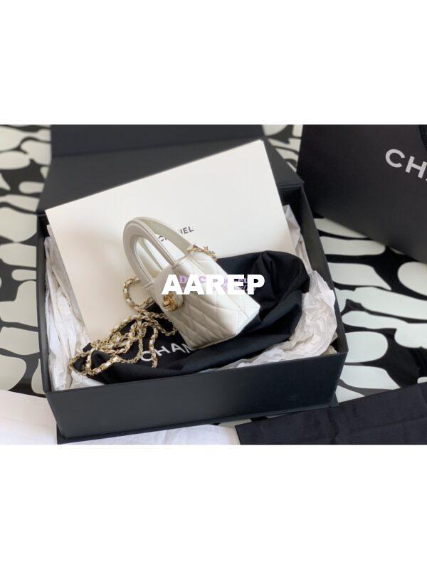 Replica Chanel Clutch with Chain Shiny Agen Calfskin AP3435 White 3
