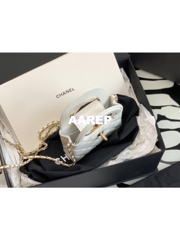Replica Chanel Clutch with Chain Shiny Agen Calfskin AP3435 White 4