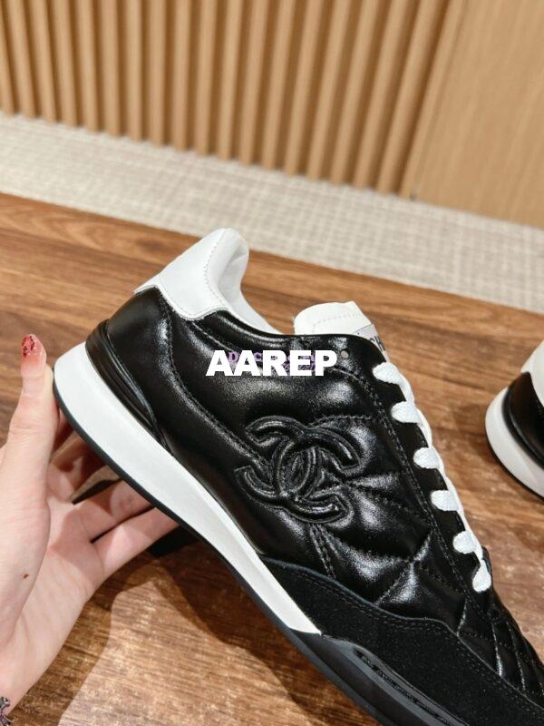 Replica Chanel SS25 Shiny Calfskin, Calfskin & Suede Calfskin Trainers G45839 Black 7