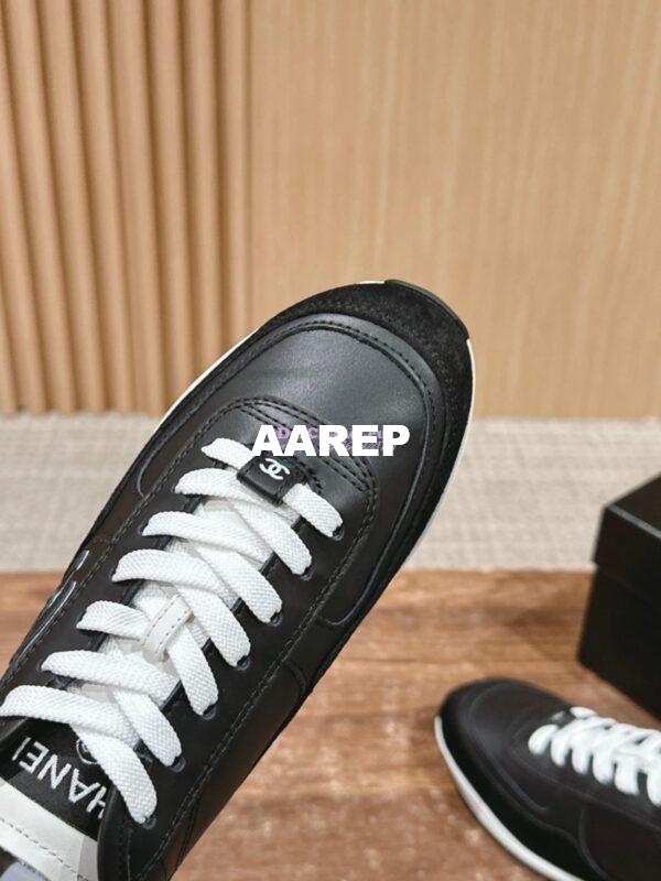 Replica Chanel SS25 Calfskin & Suede Calfskin Trainers G46372 Black 4