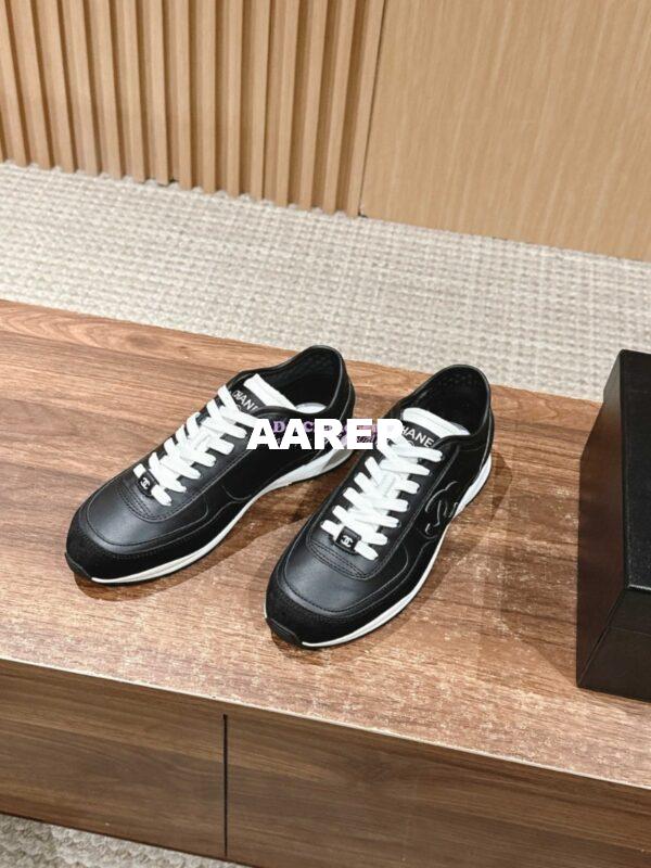 Replica Chanel SS25 Calfskin & Suede Calfskin Trainers G46372 Black 6