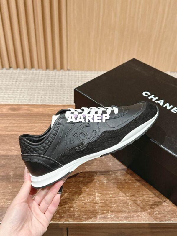 Replica Chanel SS25 Calfskin & Suede Calfskin Trainers G46372 Black 7