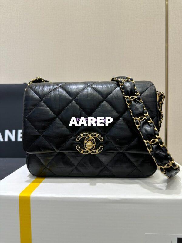 Replica Chanel 24FW Aged Calfskin Flap Chain Bag AS4423 Black 2