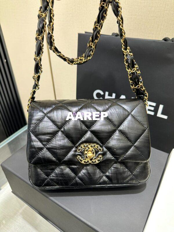 Replica Chanel 24FW Aged Calfskin Flap Chain Bag AS4423 Black 3