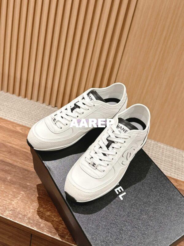 Replica Chanel SS25 Calfskin & Suede Calfskin Trainers G46372 White 2