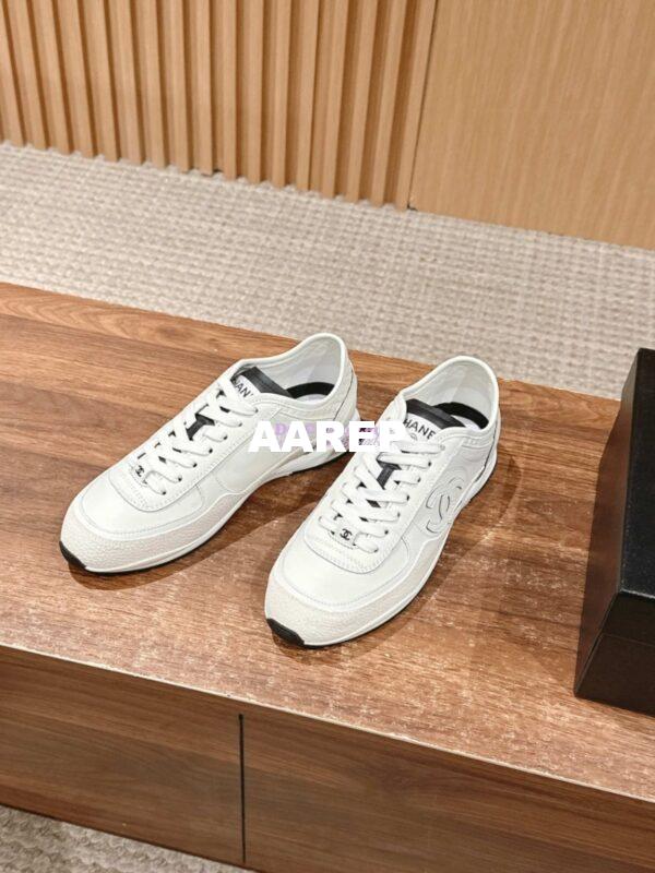 Replica Chanel SS25 Calfskin & Suede Calfskin Trainers G46372 White 3