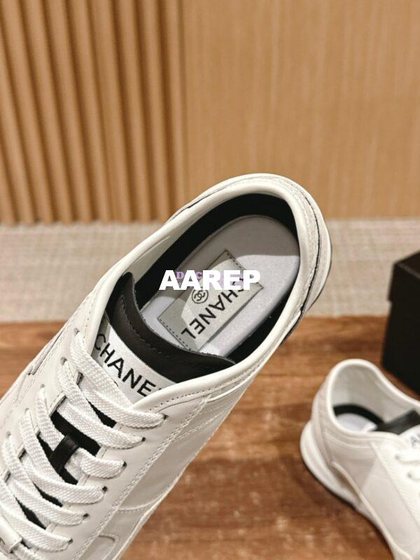 Replica Chanel SS25 Calfskin & Suede Calfskin Trainers G46372 White 4