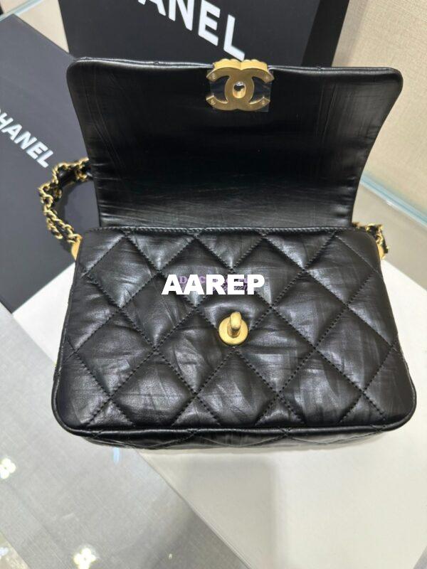 Replica Chanel 24FW Aged Calfskin Flap Chain Bag AS4423 Black 12