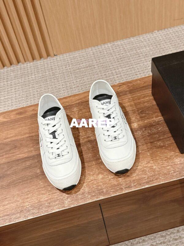 Replica Chanel SS25 Calfskin & Suede Calfskin Trainers G46372 White 9