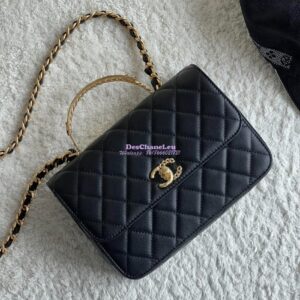 Replica Chanel 23B Shiny Calfskin AS4307 Gold Handle Flap Bag