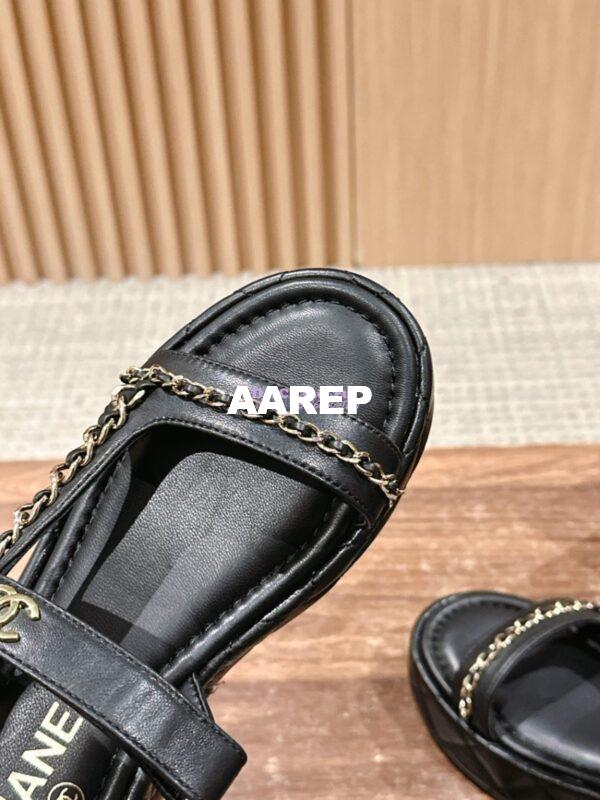 Replica Chanel SS25 Platform Chain Sandals in Quilted Lambskin G46300 7