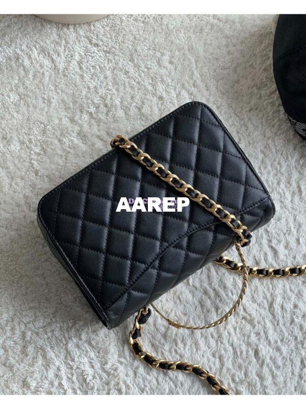 Replica Chanel 23B Shiny Calfskin AS4307 Gold Handle Flap Bag 5